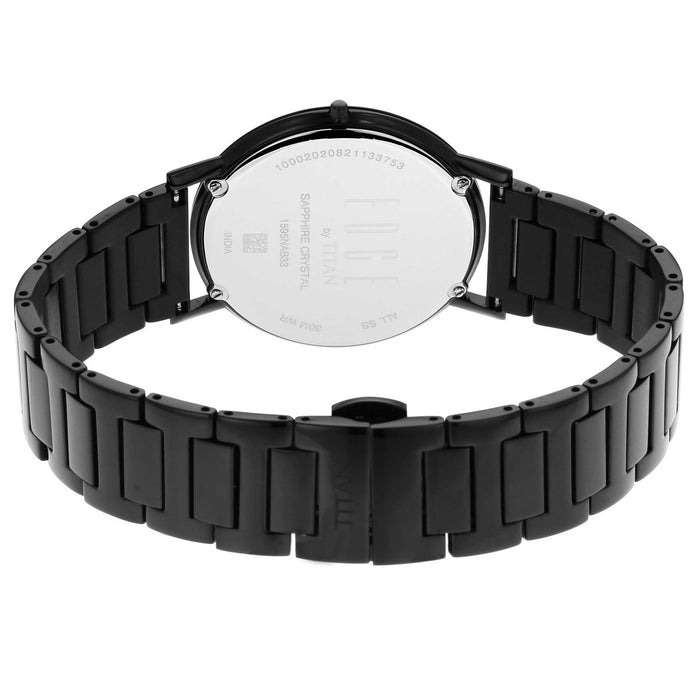 Titan Edge Black Dial Metal Strap Watch 1595NM01