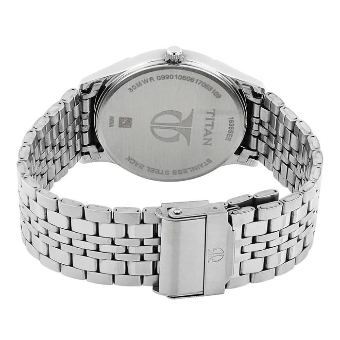 Titan Black Dial Metal Strap Watch 1636SM01