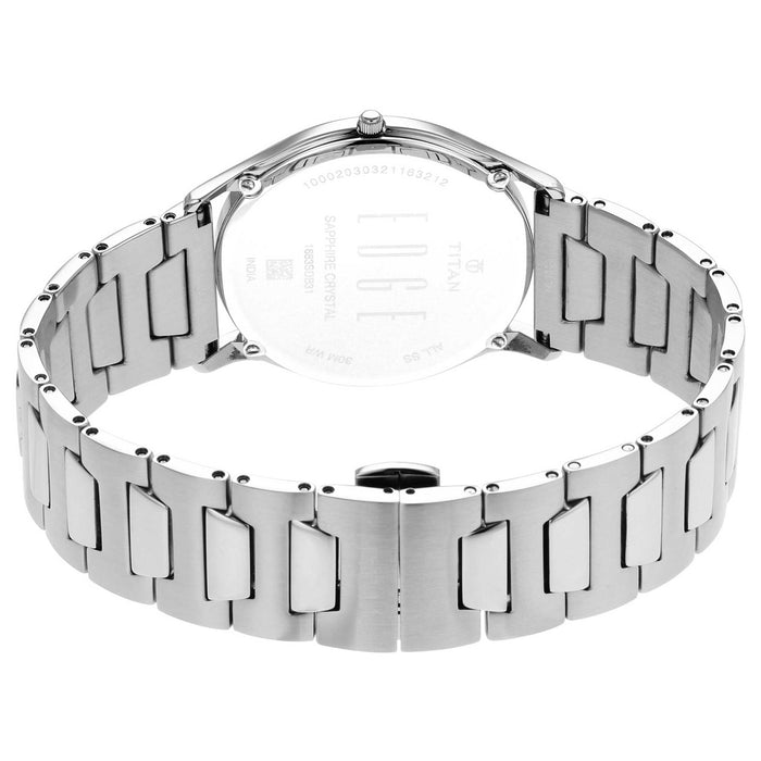 Titan Edge Metal Silver Dial Leather Strap Watch 1683SM01