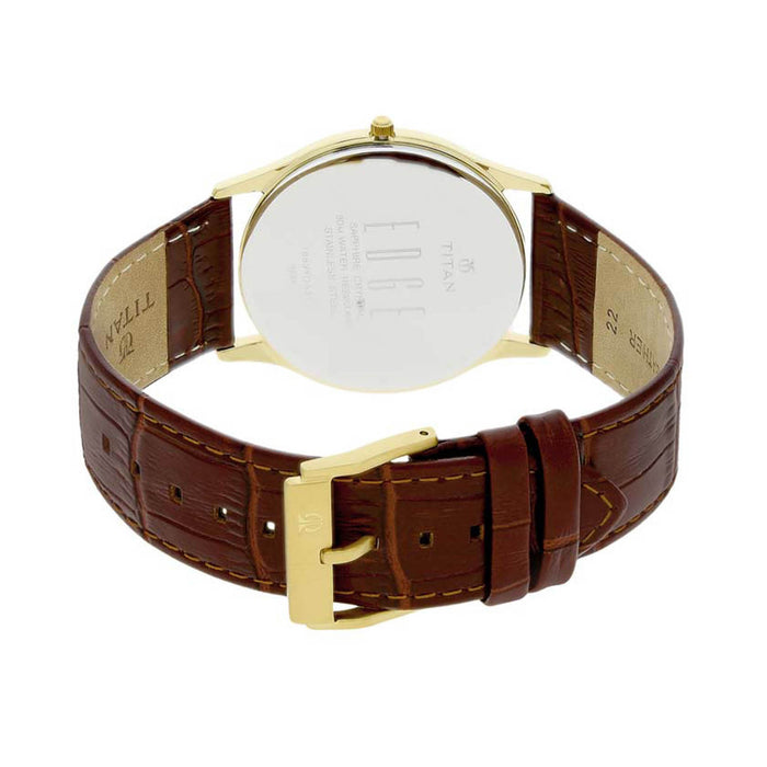 Titan Edge Leather Strap Analog with Date