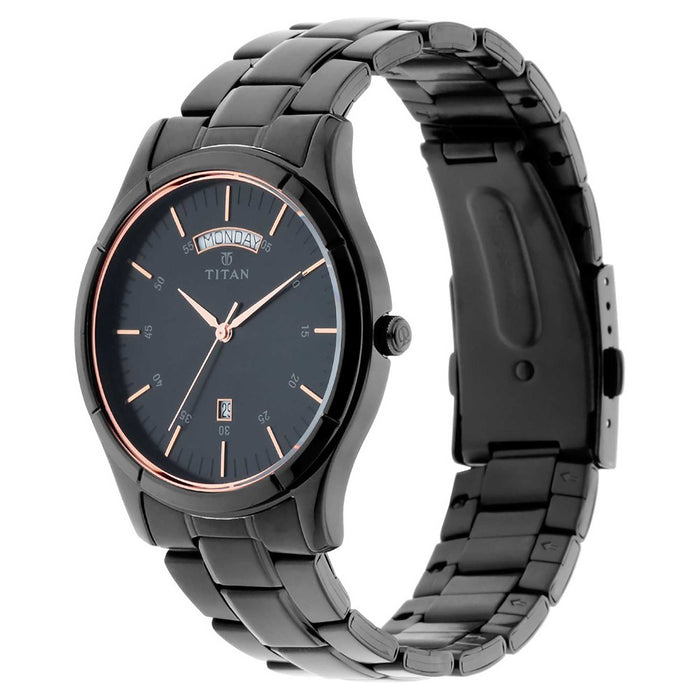 Titan Black Dial Stainless Steel Strap Watch 1767NM01