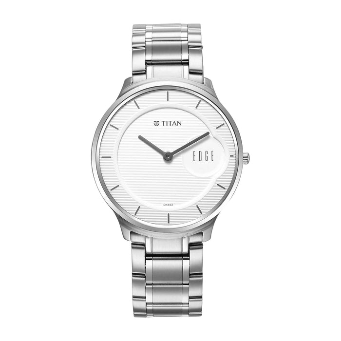 Titan Edge Metal Silver Dial Stainless Steel Strap Watch for Men